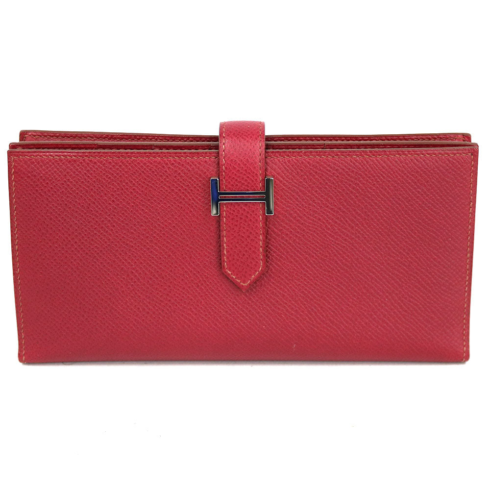 中古】 エルメス HERMES 長財布 ベアン スフレ ピンク ボルドー 