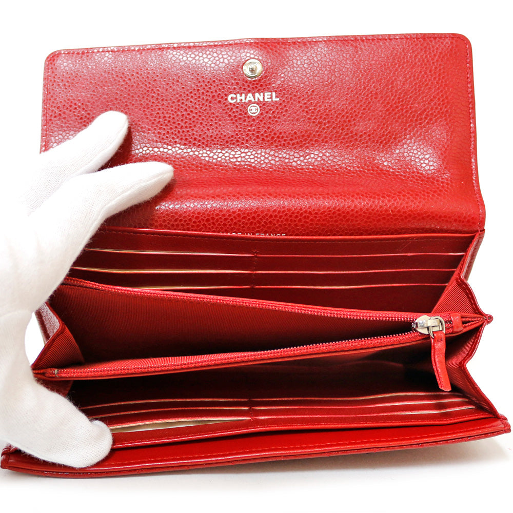 中古】 シャネル CHANEL 長財布 cocoマーク COCO キャビアスキン
