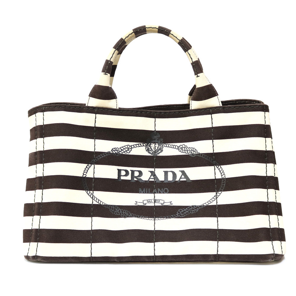 プラダ PRADA カナパトート トートバッグ コットンキャンバス ベージュ レディース 中古