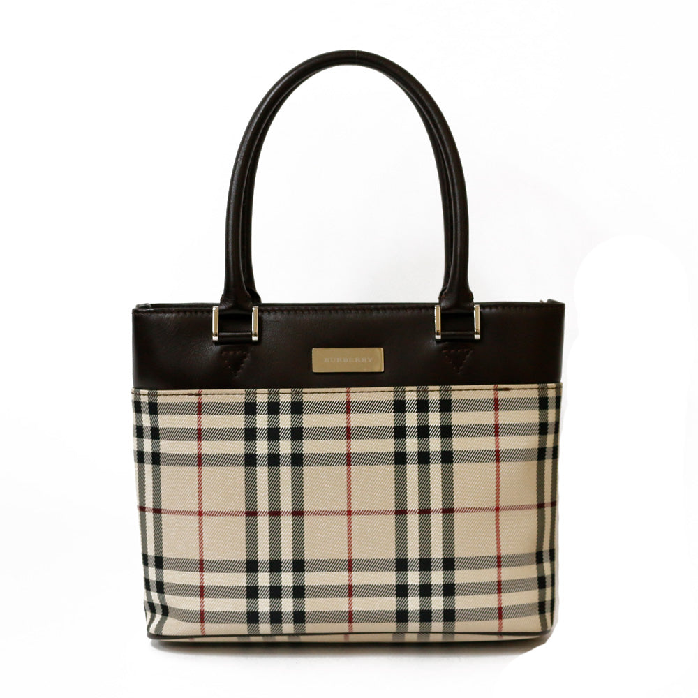 中古】 バーバリー BURBERRY ハンドバッグ キャンバス ベージュ 