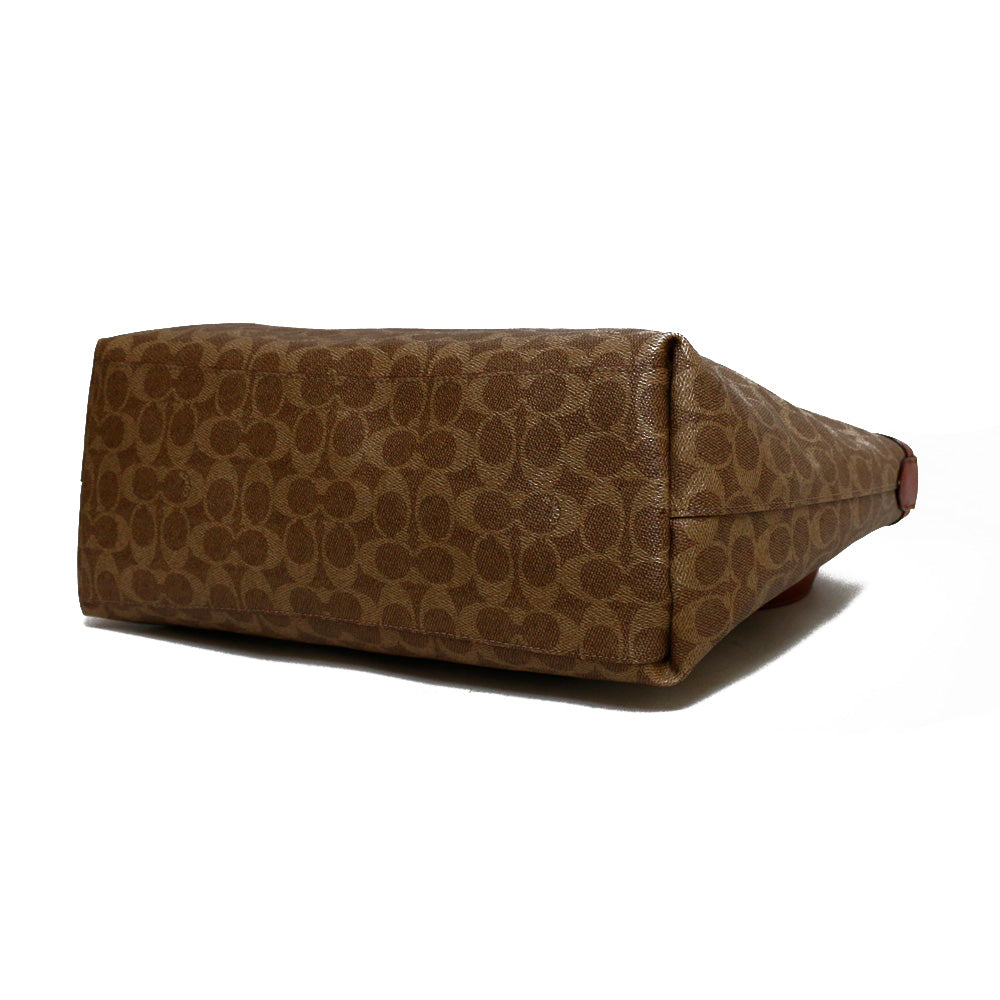 Used] Coach COACH Tote Bag Signature Canvas Leather 69422 Brown