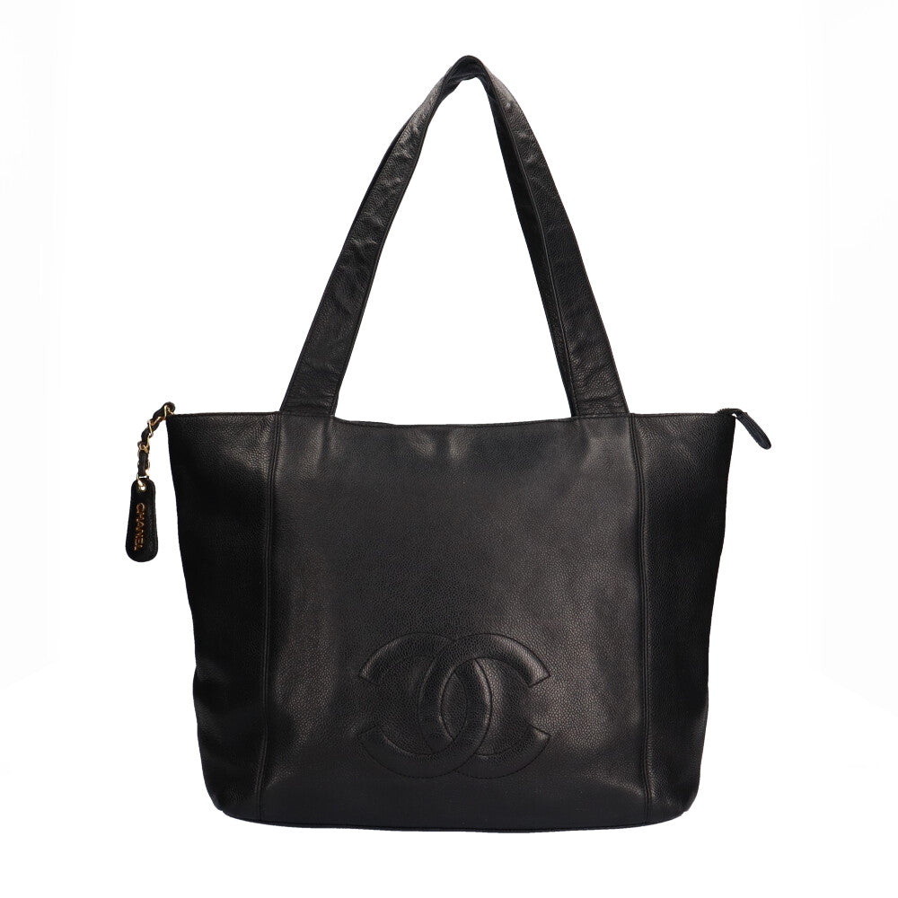 キャビアスキン　ノベルティ ブラックレザー ショルダーバッグ aa キャビアスキン ノベルティ ブラックレザー ショルダーバッグ