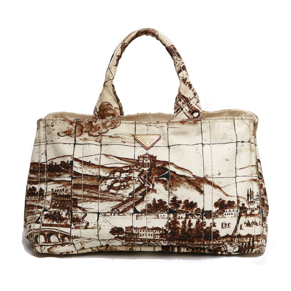 プラダ PRADA カナパトート L トートバッグ キャンバス ベージュ  