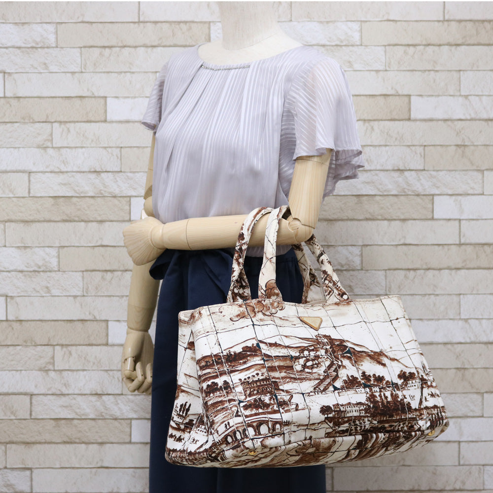 プラダ PRADA カナパトート L トートバッグ キャンバス ベージュ 