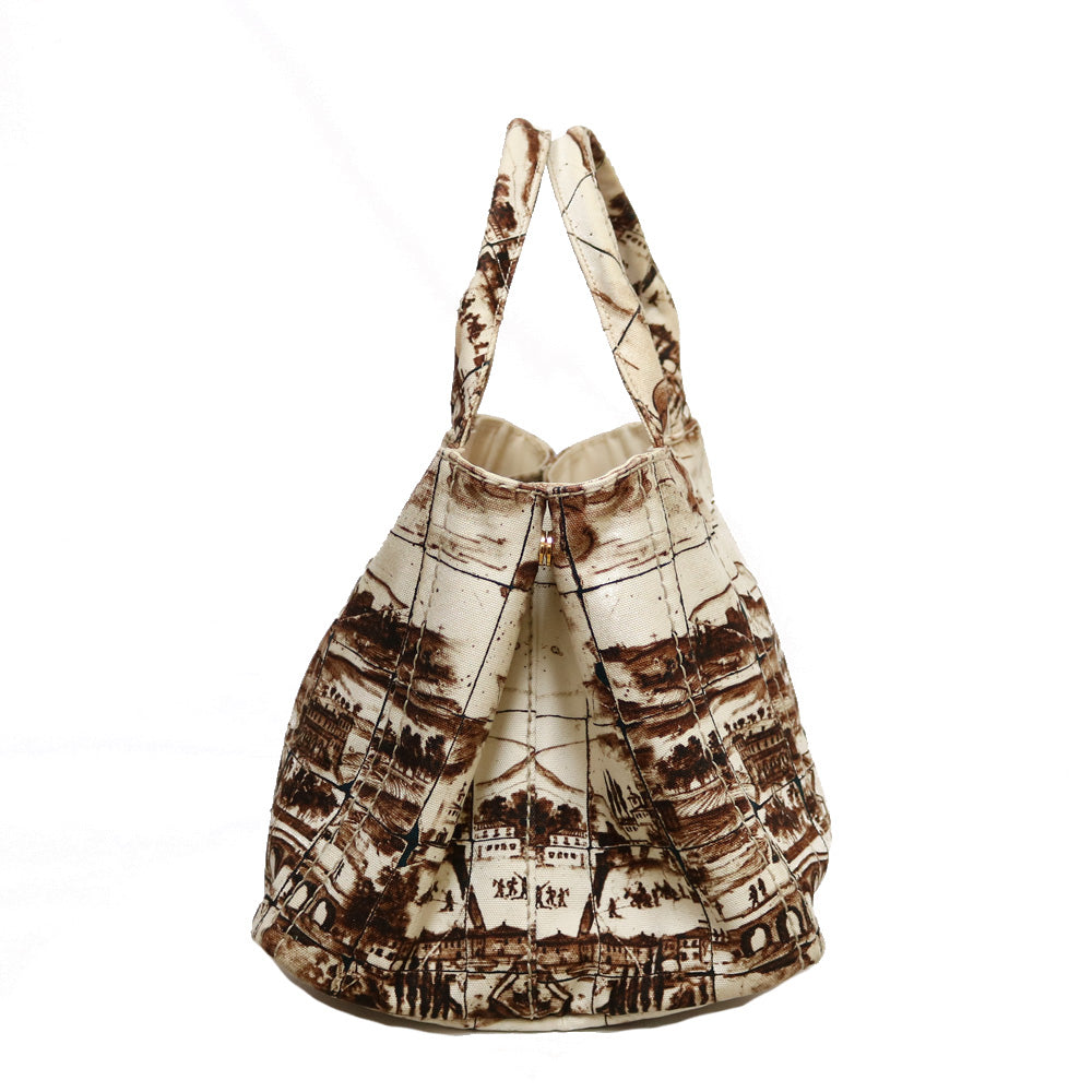 プラダ PRADA カナパトート L トートバッグ キャンバス ベージュ 