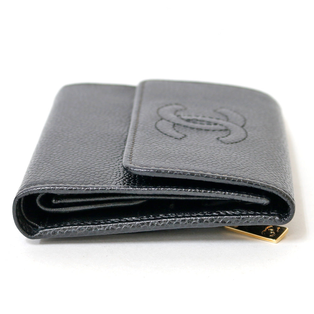 CHANEL CC Mark Wallet Caviar Skin Black