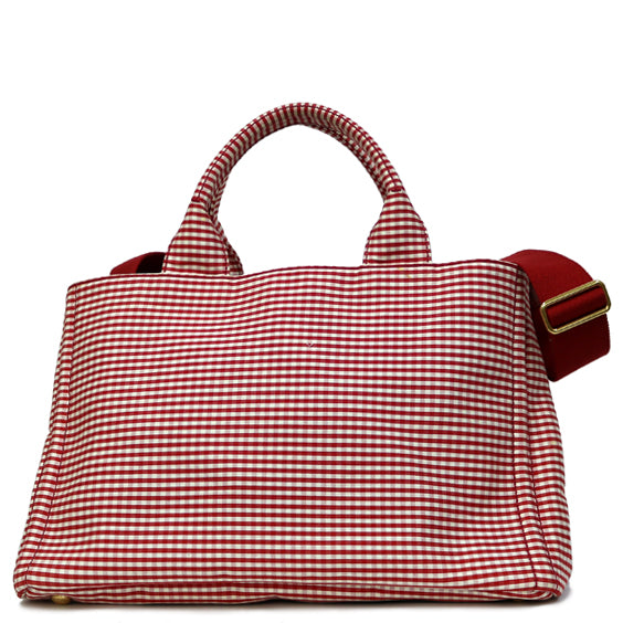 PRADA プラダ　カナパ　L ギンガムチェック　ショルダー　赤　トートバッグ 中古】 プラダ PRADA トートバッグ カナパ レディース【BIM】 – 【公式