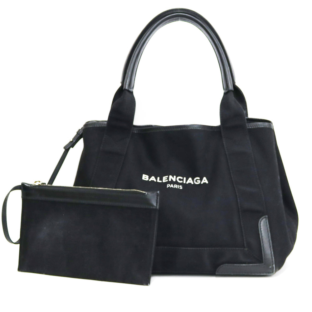 バレンシアガ BALENCIAGA ネイビーカバ ハンドバッグ キャンバス ブラック レディース 中古 – 【公式】リサイクルキング オンラインショップ