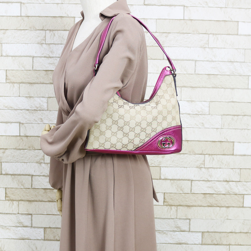 Gucci GGパターン ショルダーバッグ ベージュ/ピンク シェリーライン