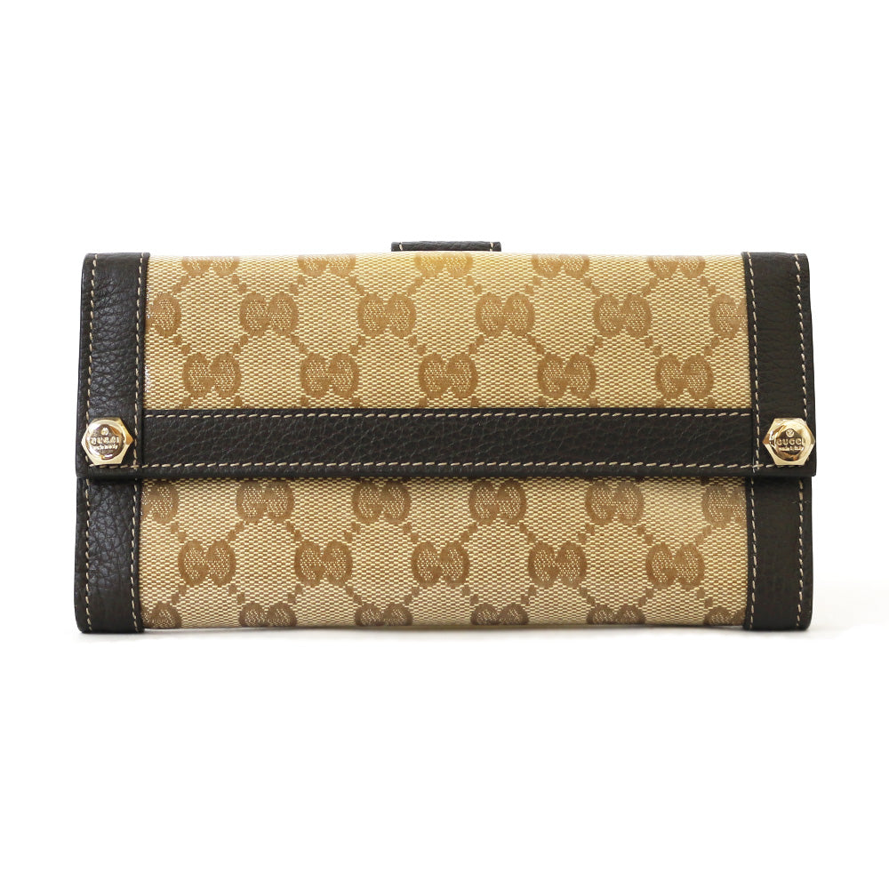 中古】 グッチ GUCCI 長財布 GGクリスタル GGキャンバス レザー  