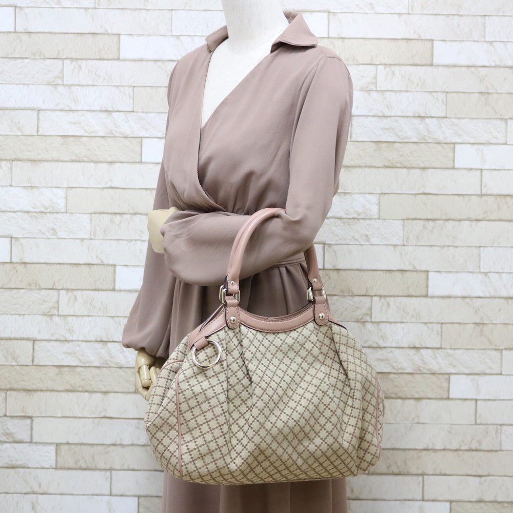 グッチ GUCCI ディアマンテ ショルダーバッグ GGキャンバス ベージュ  