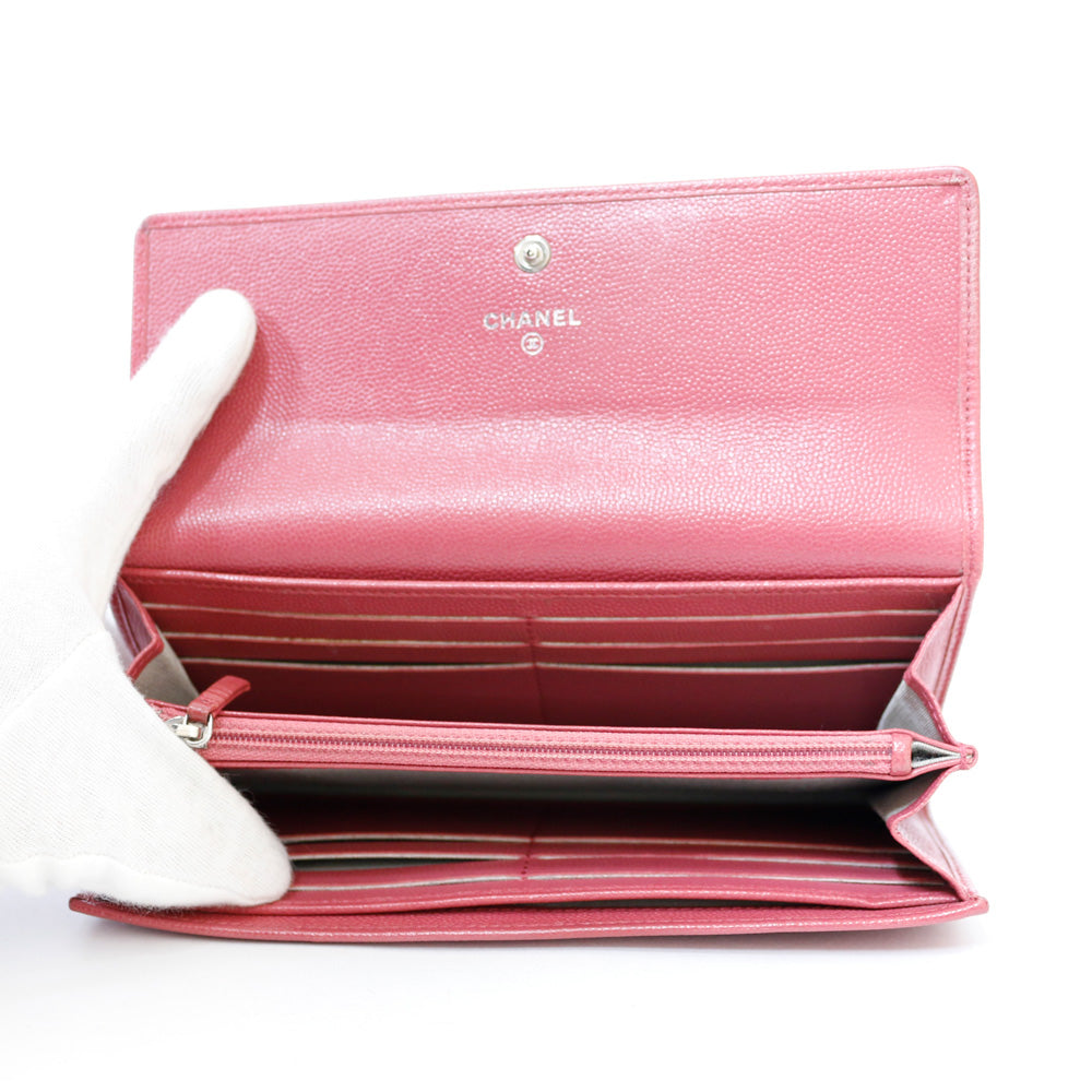 中古】 シャネル CHANEL 長財布 COCOマーク CCマーク キャビアスキン 