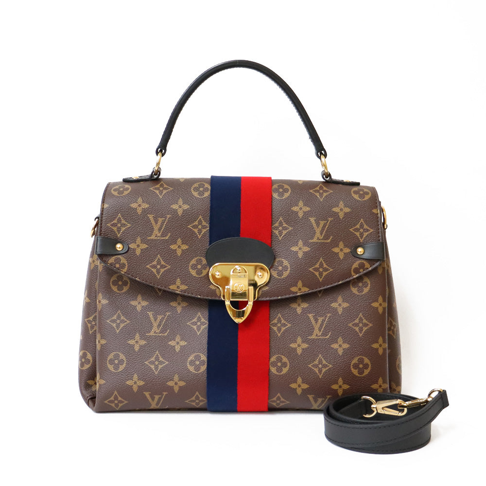 【中古】 ルイ・ヴィトン LOUIS VUITTON ハンドバッグ ショルダーバッグ、2WAY モノグラム ジョルジュMM モノグラムキャンバス  M43867 ブラウン ブラウン 赤 紺 レディース【BIM】