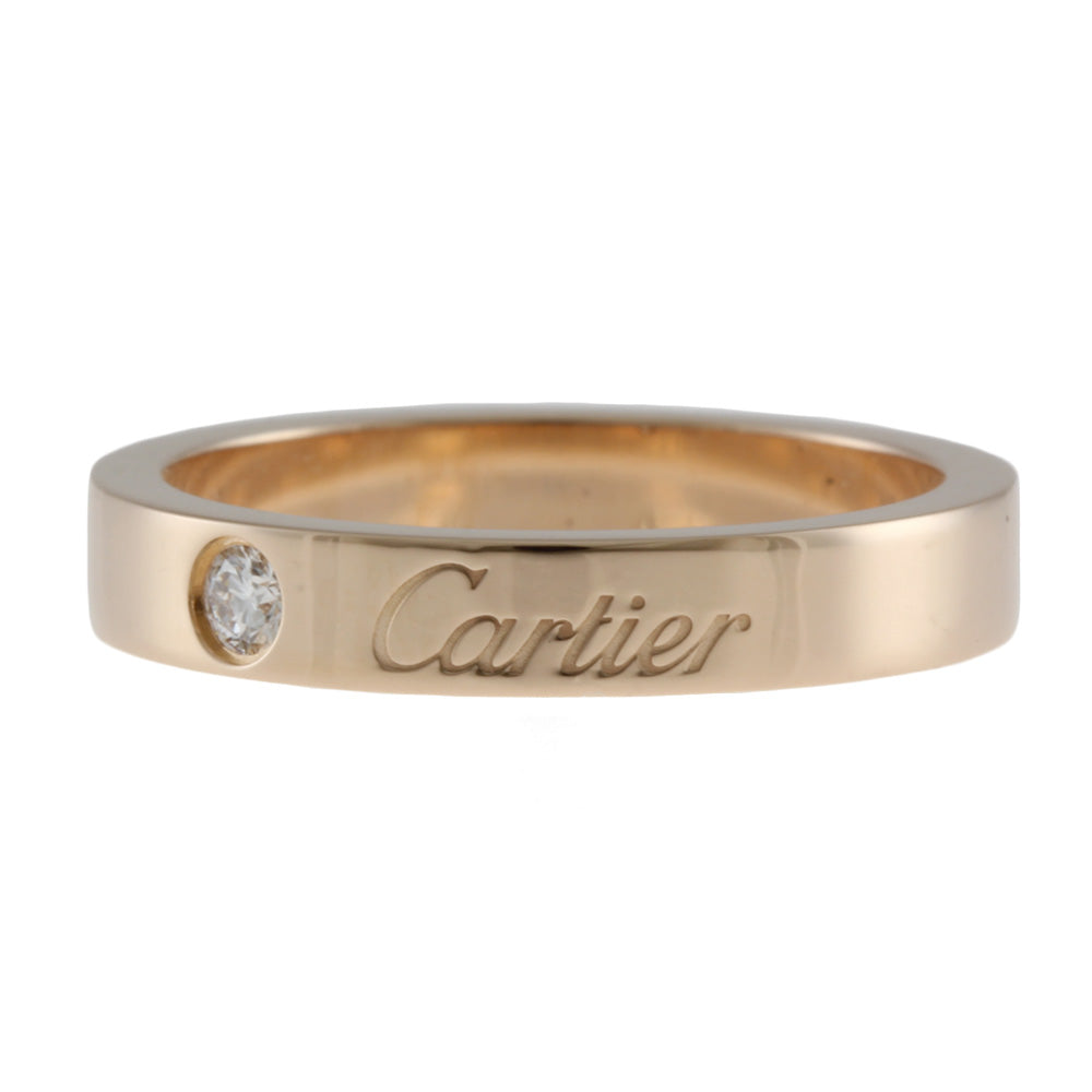 カルティエ CARTIER エングレーブド #47 リング・指輪 7号 18金 K18ピンクゴールド ダイヤモンド レディース 中古