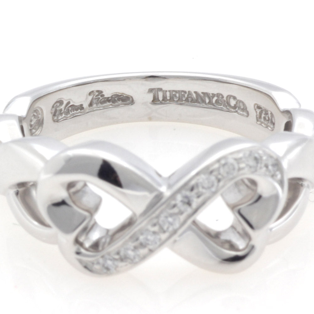 TIFFANY&Co. ティファニー K18WG ホワイトゴールド ダブルラヴィングハート リング・指輪 ダイヤモンド 6.5号 4.7g レディース【美品】約30mm下部厚み
