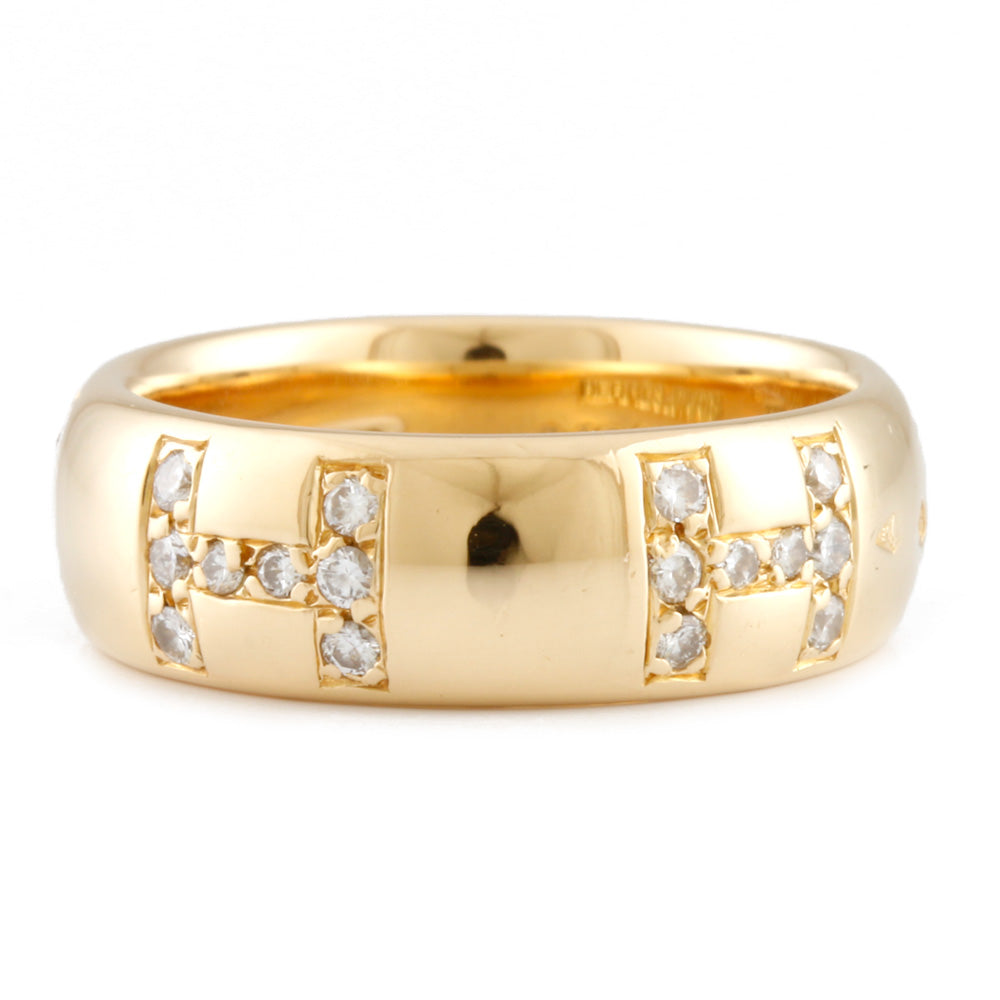 中古】 エルメス HERMES K18 リング 指輪 ダイヤモンド：40石 Hロゴ  