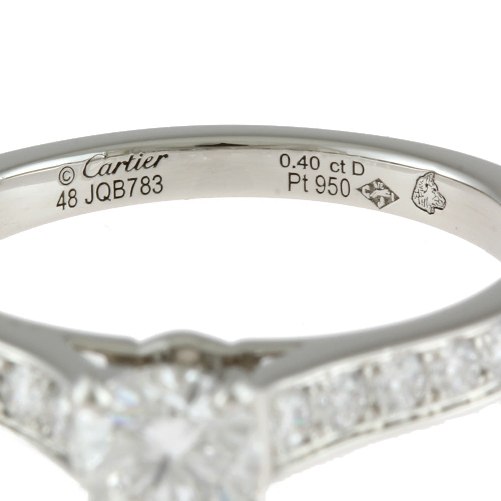 中古】 カルティエ CARTIER Pt950 リング 指輪 ダイヤモンド 0.40CT 8 