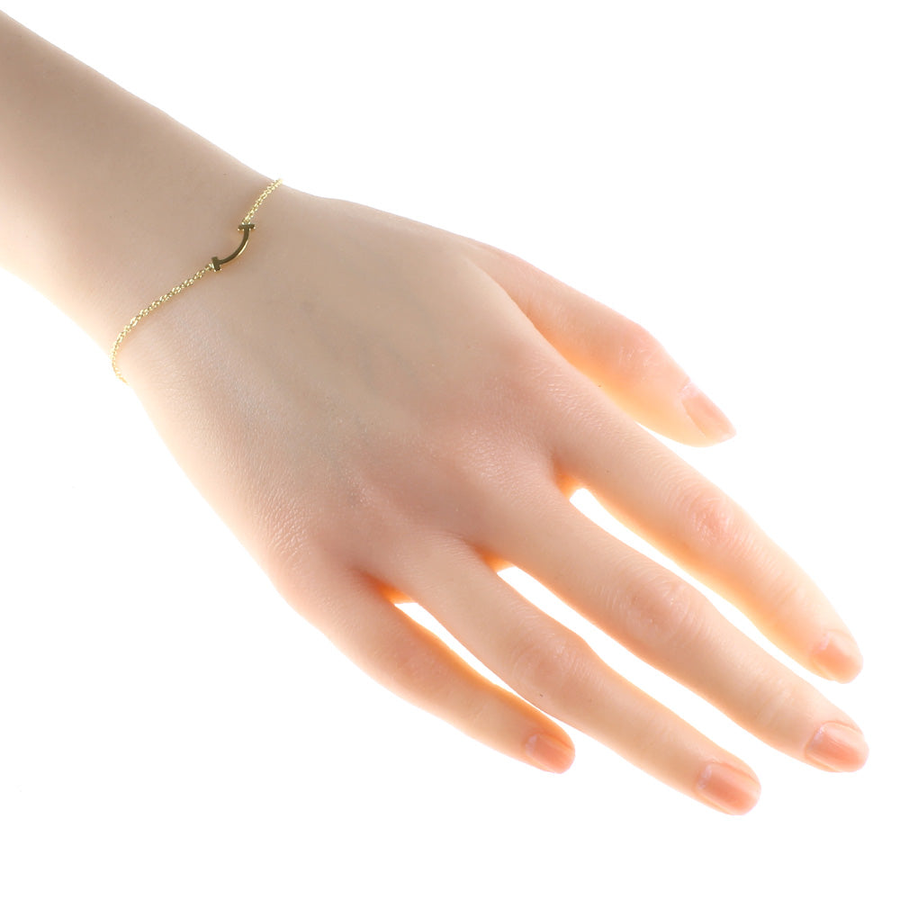 「値下げ」未使用品　K18 ゴールド ブレスレット セミフリーサイズ 中古】 ティファニー TIFFANY&Co. K18 ブレスレット Tスマイル