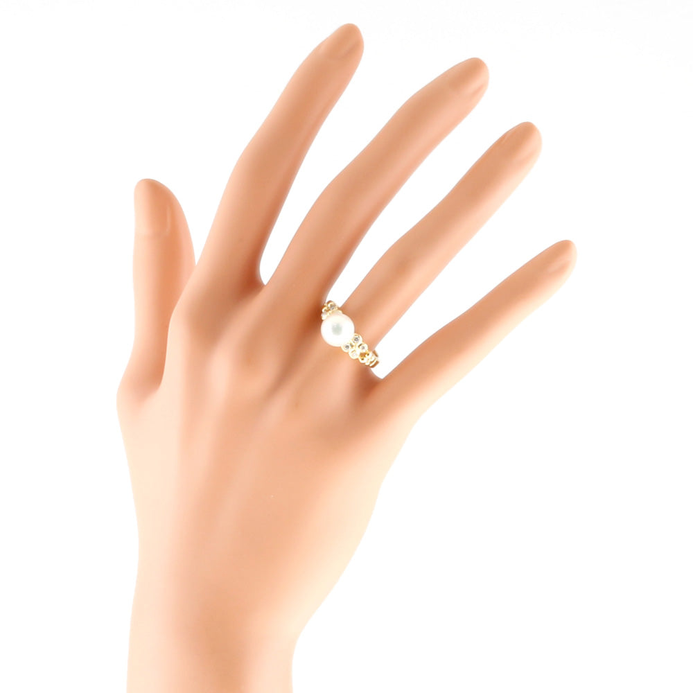 中古】 ミキモト MIKIMOTO K18 リング 指輪 パール：1珠 ダイヤモンド