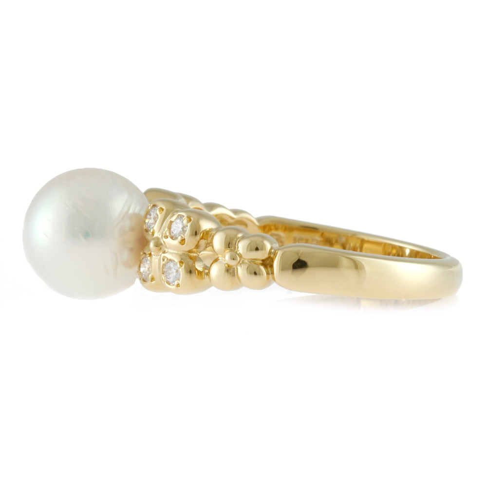 中古】 ミキモト MIKIMOTO K18 リング 指輪 パール：1珠 ダイヤモンド
