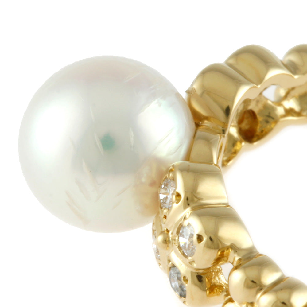 中古】 ミキモト MIKIMOTO K18 リング 指輪 パール：1珠 ダイヤモンド