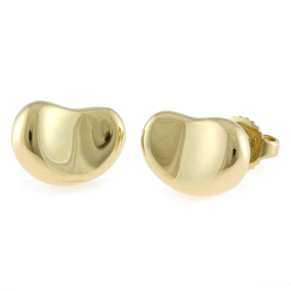 Used] Tiffany & Co. K18 Stud Bean Earrings, 18K Gold, Women's