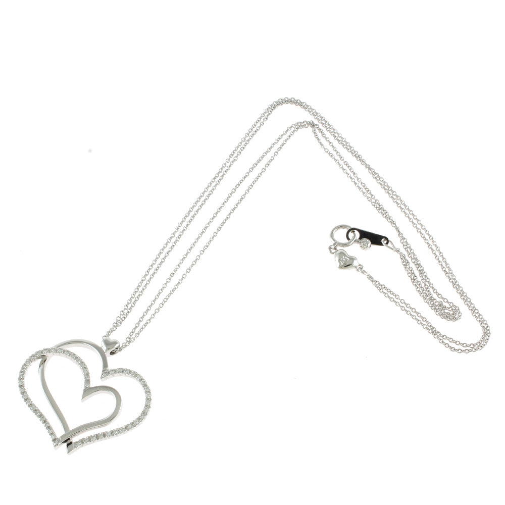 ポンテヴェキオ ハートネックレス k18WG ポンテヴェキオ ハートモチーフ ネックレス ダイヤ D0.7ct K18WG