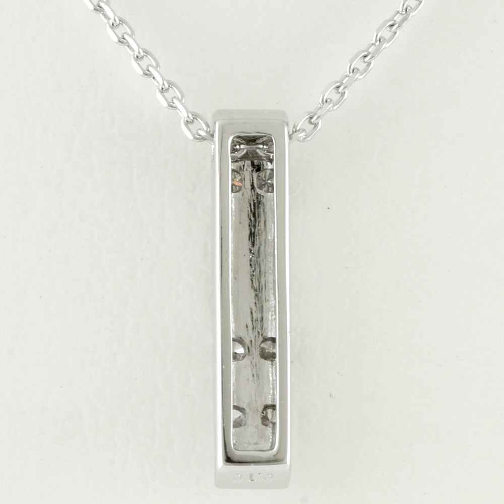 中古】 タサキ TASAKI K18WG ネックレス ダイヤモンド たてライン バー 
