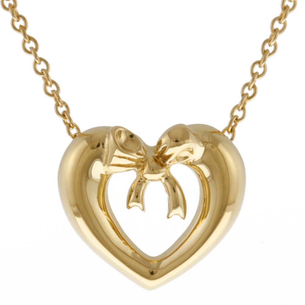 中古】 ティファニー TIFFANY&Co. K18 ネックレス ハート リボン 18金  