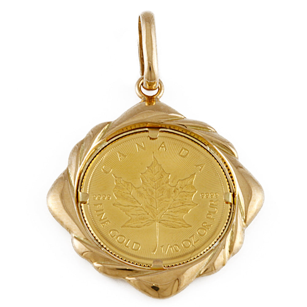 二手] K24 K18 硬币吊坠加拿大枫叶$5 1/10 盎司2019 吊坠顶部24K K24 金K18 金男女皆宜[SH] –  【公式】リサイクルキングオンラインショップ