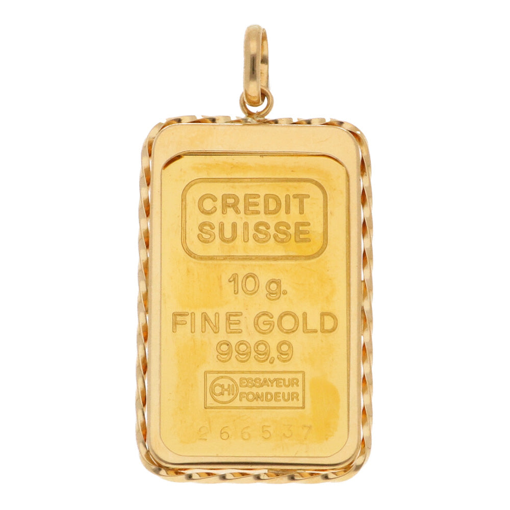 Used] K24 K18 Coin Pendant Credit Suisse Ingot 10g Pendant Top 24K
