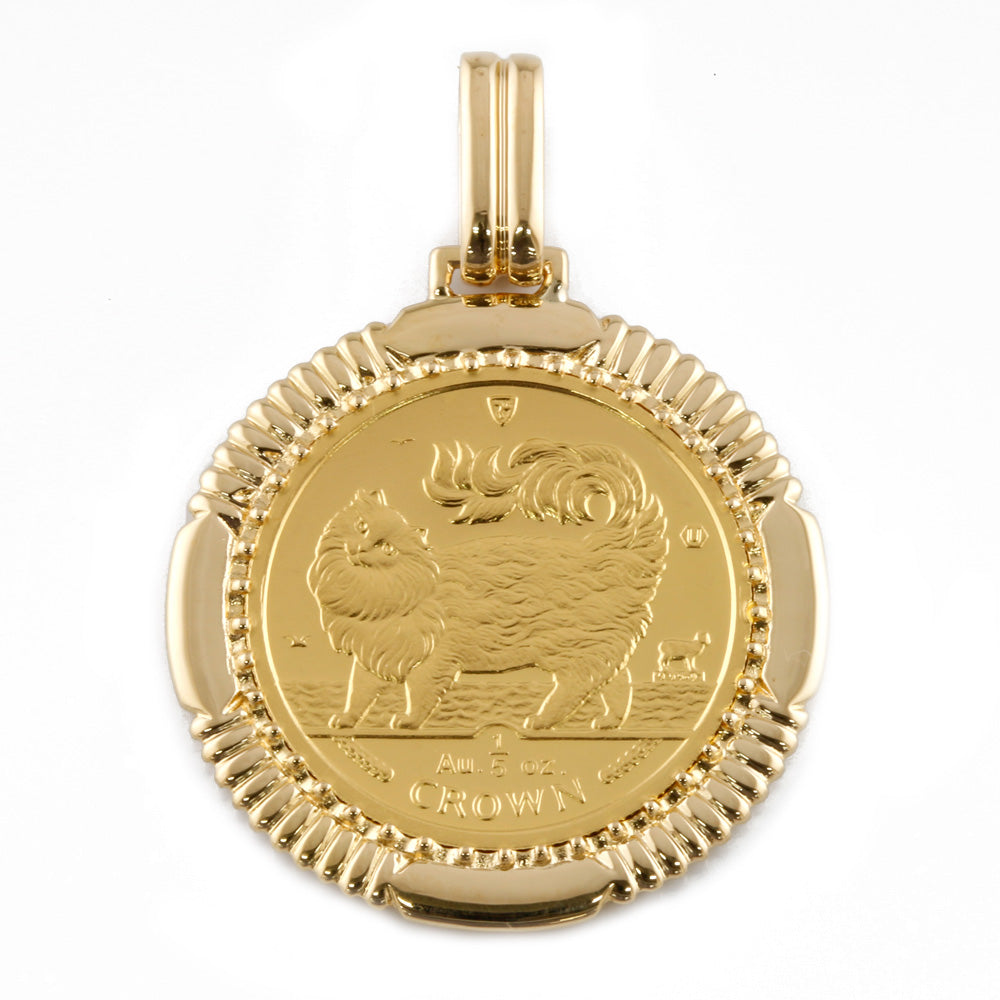 中古】 K24 K18 コインペンダント マン島 キャット メインクーン 1/5