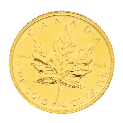 中古】 K24 外国コイン メイプルリーフ 1/4オンス 10ドル 1986 カナダ
