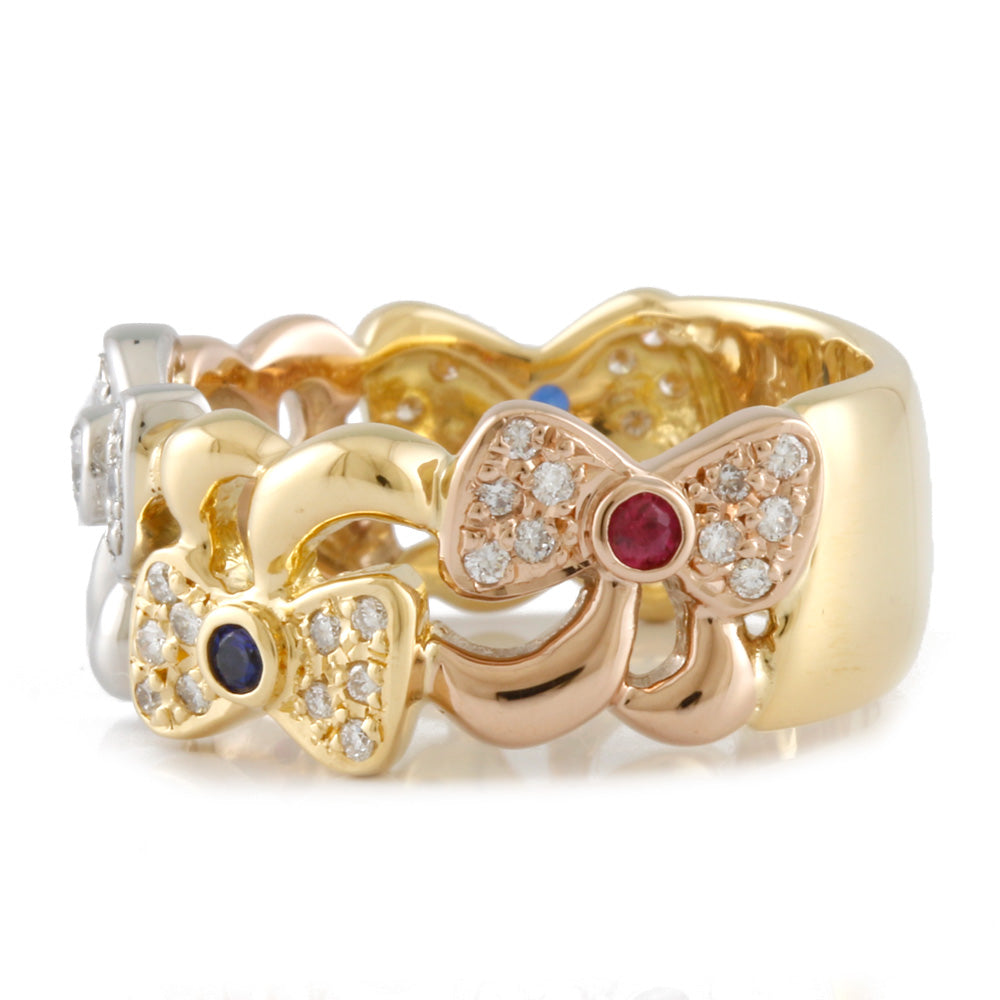 中古】 Pt900 K18YG/PG リング 指輪 ダイヤモンド0.28CT サファイア  