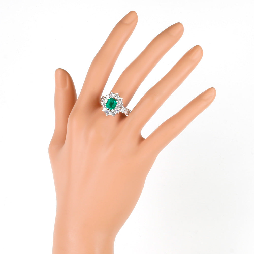 美品☆Pt900☆高品質コロンビア産エメラルド1.10ct ダイヤ0.54ct 中古 