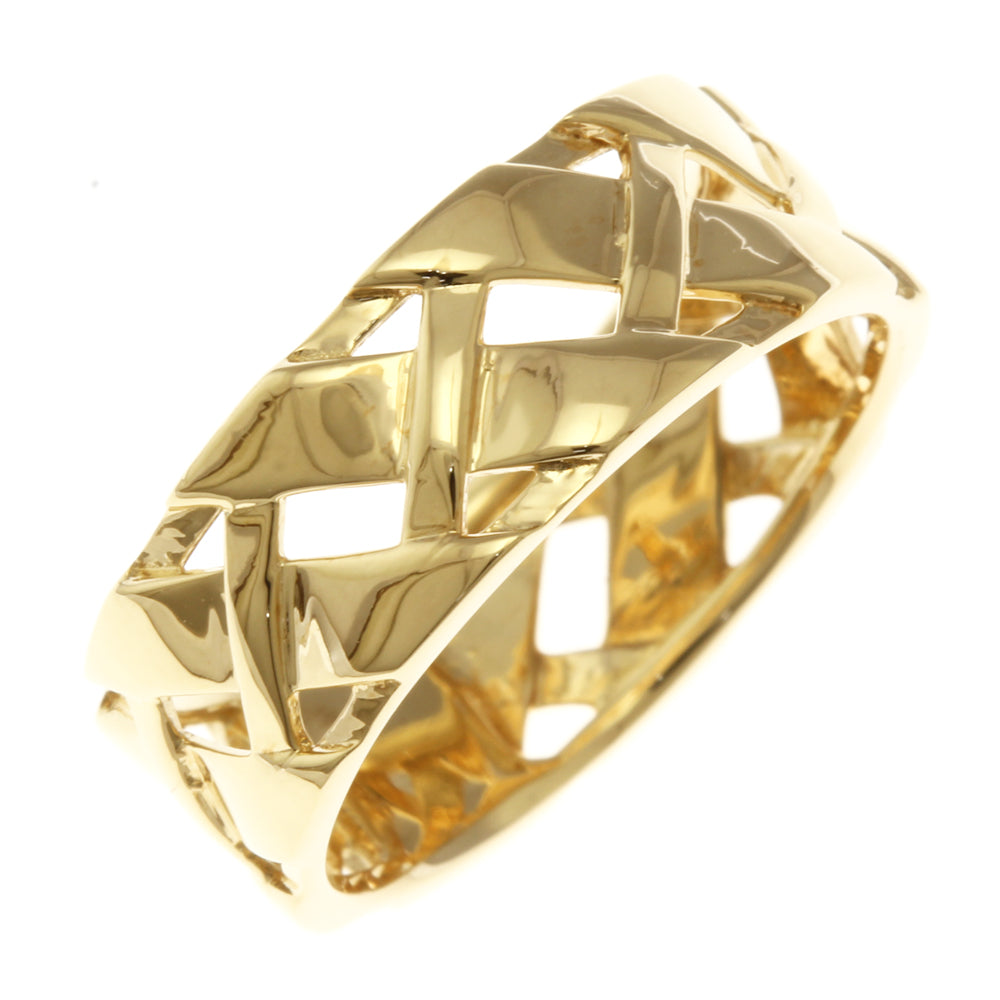 リング・指輪 12.5号 幅広 編み込み 18金 K18イエローゴールド  