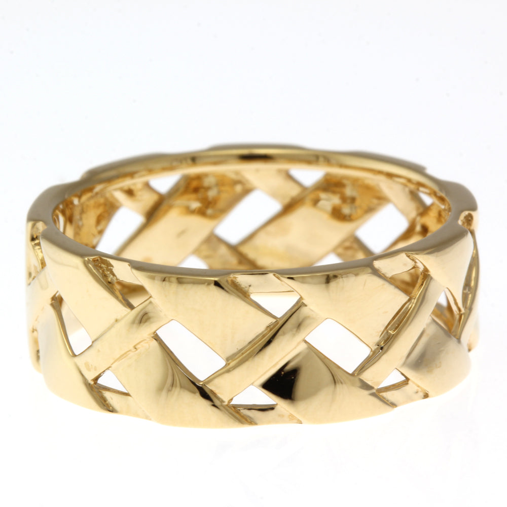 リング・指輪 12.5号 幅広 編み込み 18金 K18イエローゴールド