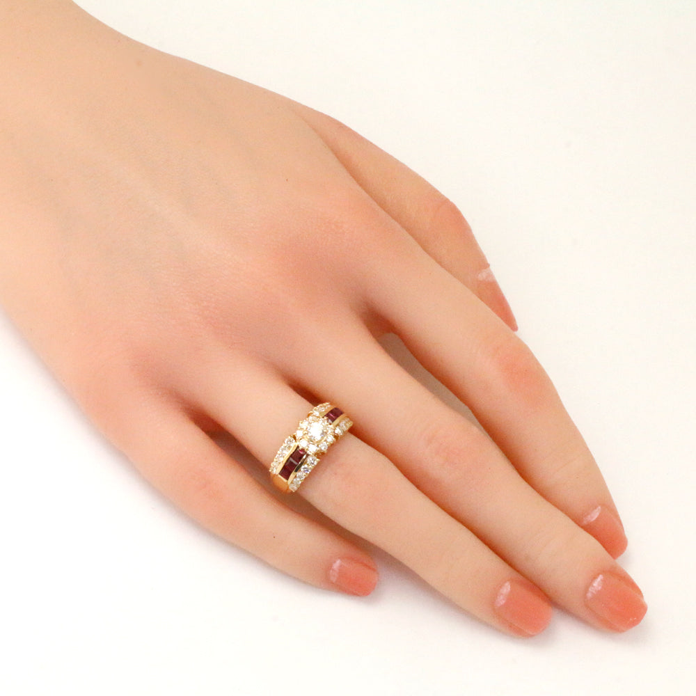 リング・指輪 13号 18金 K18イエローゴールド ルビー 0.50ct