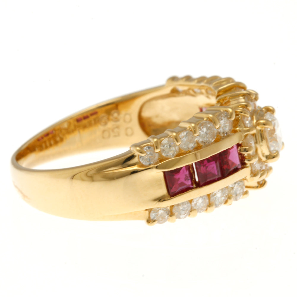 リング・指輪 13号 18金 K18イエローゴールド ルビー 0.50ct