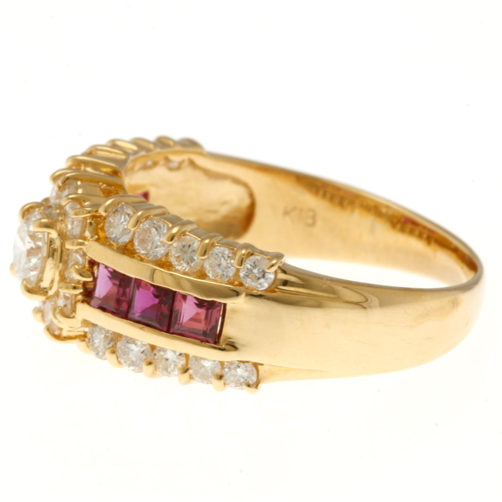 リング・指輪 13号 18金 K18イエローゴールド ルビー 0.50ct