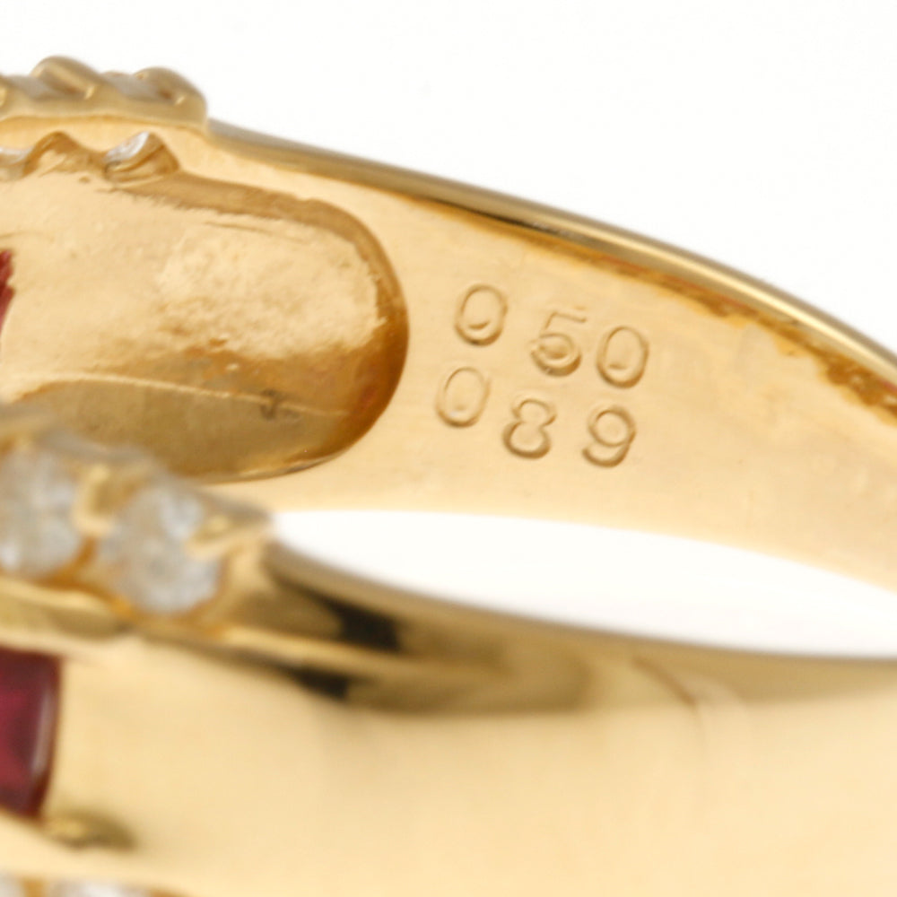 リング・指輪 13号 18金 K18イエローゴールド ルビー 0.50ct