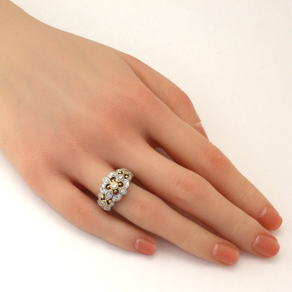 Ring size 13, Pt900 platinum, K18, diamond, 0.61ct, milgrain, ladies, –  【公式】リサイクルキング オンラインショップ