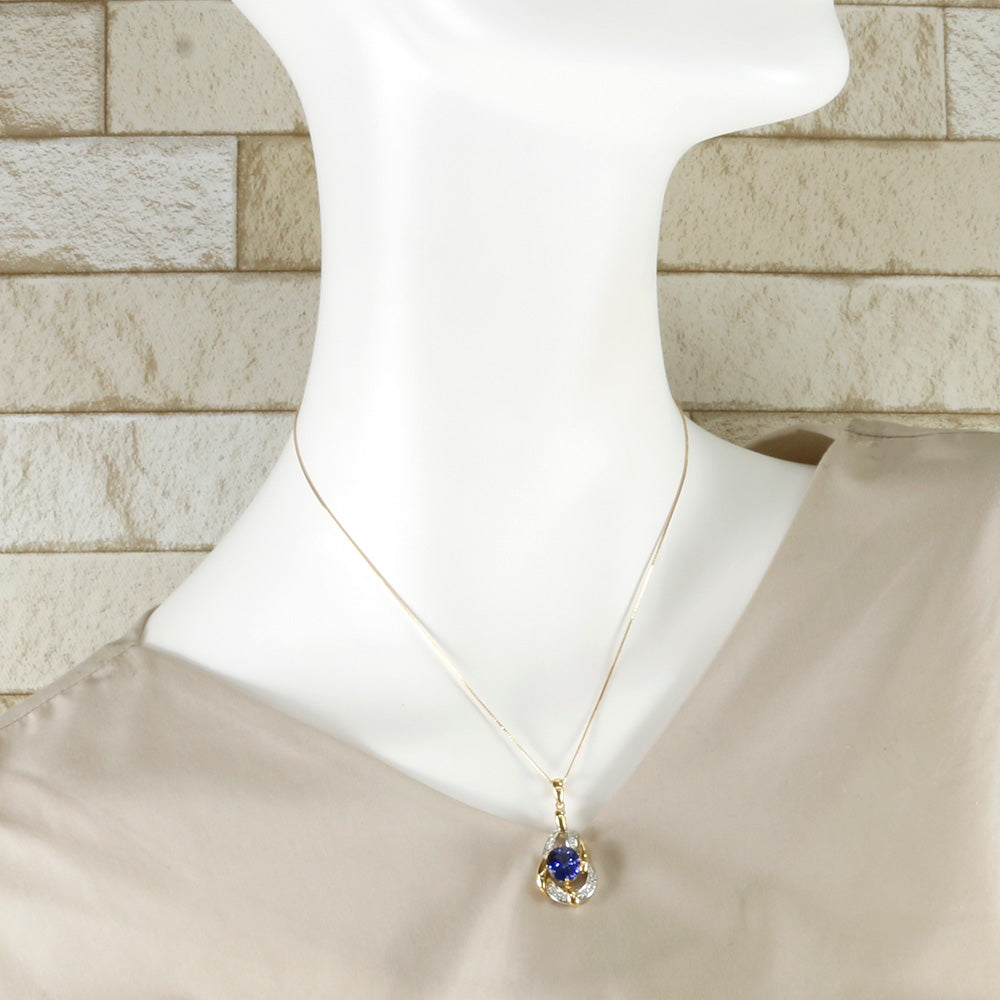 中古】 K18 Pt900 ネックレス タンザナイト ダイヤモンド 鑑別書付き 2  