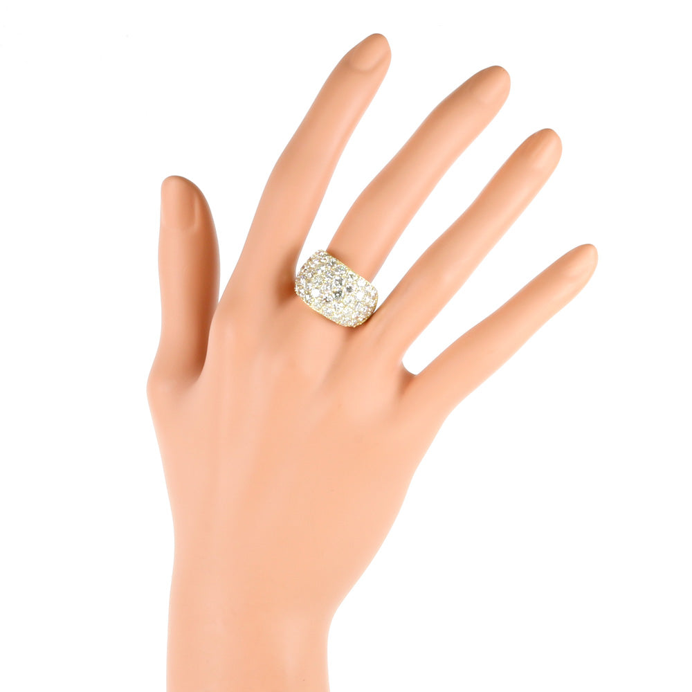 中古】 K18YG リング 指輪 ダイヤモンド：49石 パヴェ