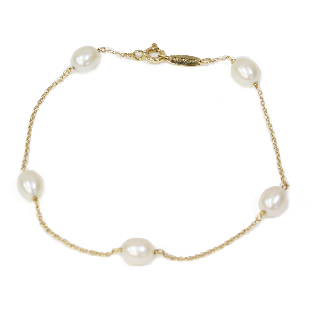 中古】 ティファニー TIFFANY&Co. K18 ブレスレット パール：5珠 