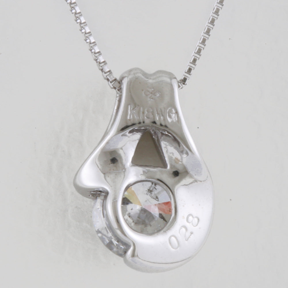 中古】 K18WG ネックレス ダイヤモンド 一粒 18金 K18ホワイトゴールド  