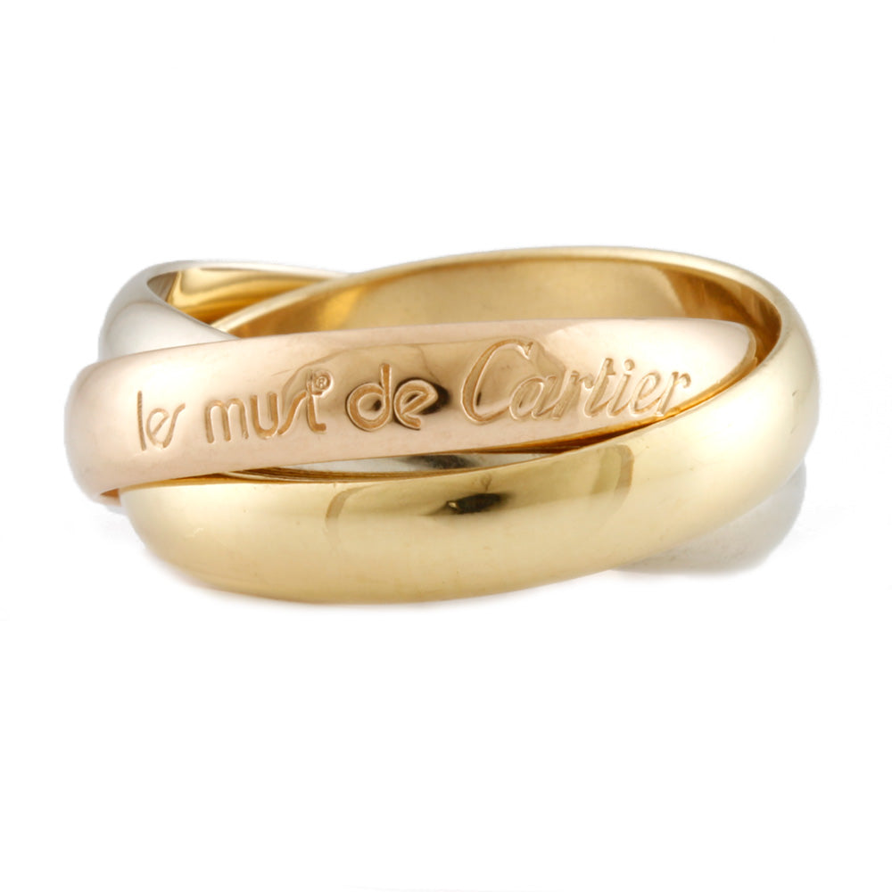 中古】 カルティエ CARTIER K18YG K18WG リング 指輪 トリニティ 3連 3 