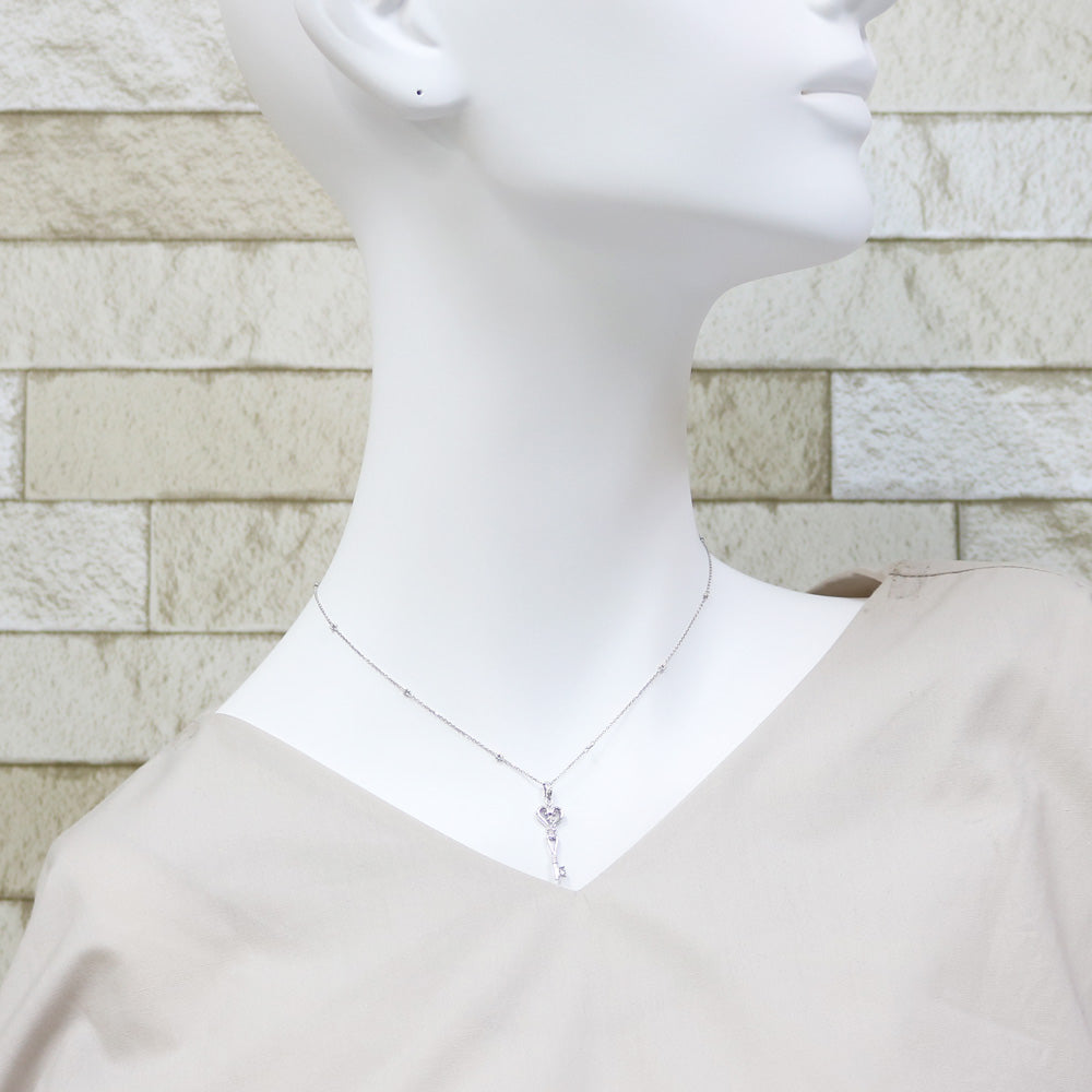 ダイヤ ホワイトゴールド ネックレス ハート 鍵 ハート ゴールド