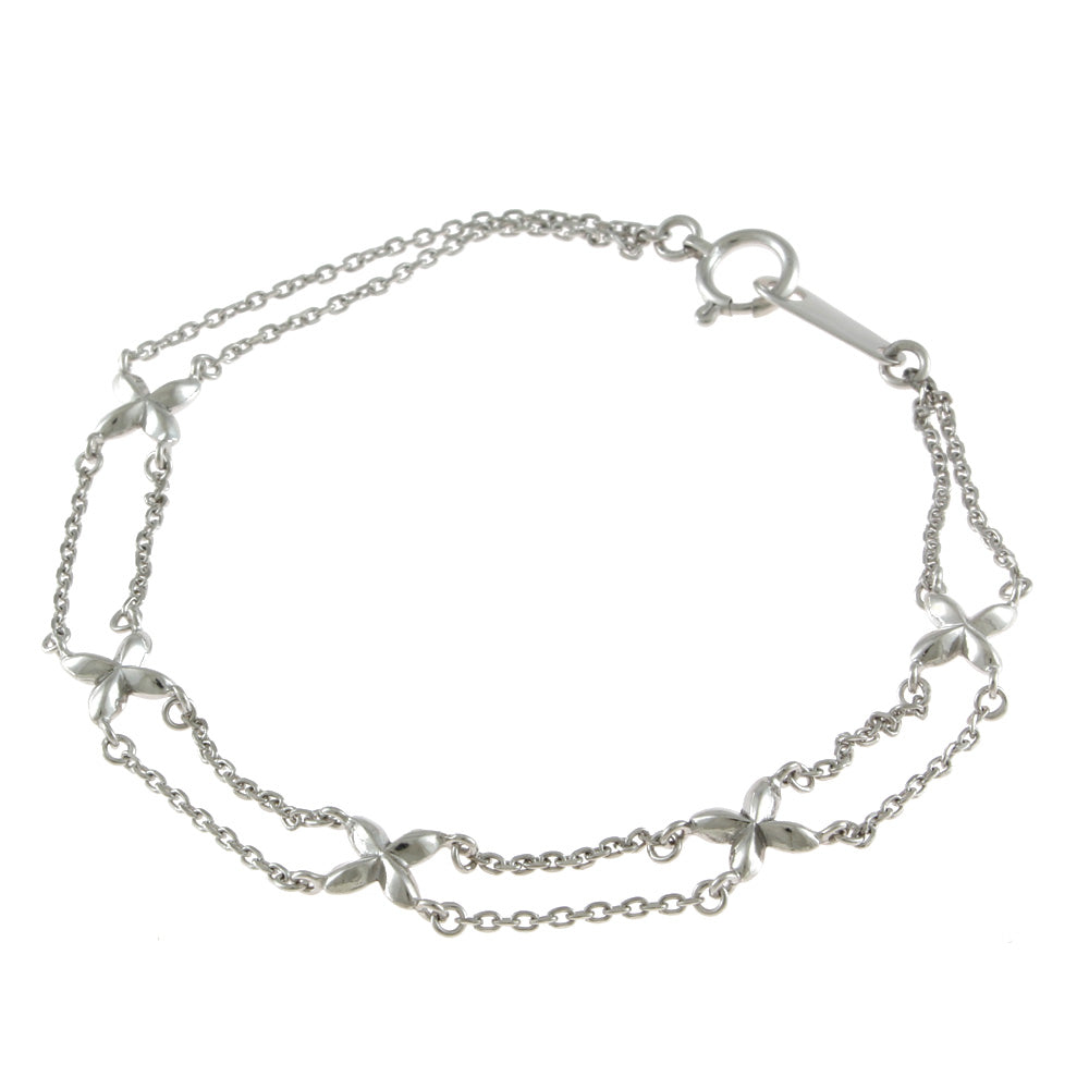 Used] K18WG Bracelet Flower 15.5cm 18K K18 White Gold Silver