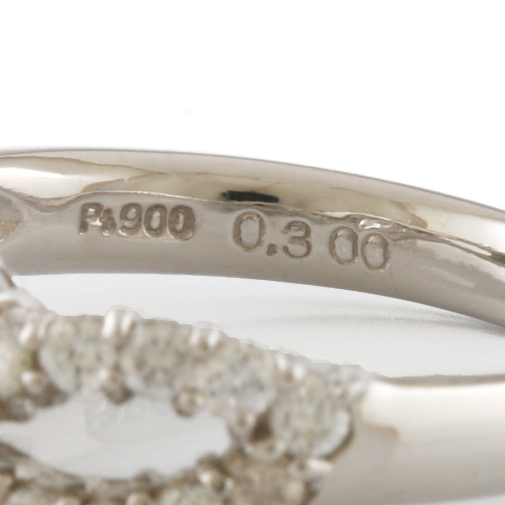 中古】 Pt900 リング 指輪 ダイヤモンド：1石 ダイヤモンド：32石